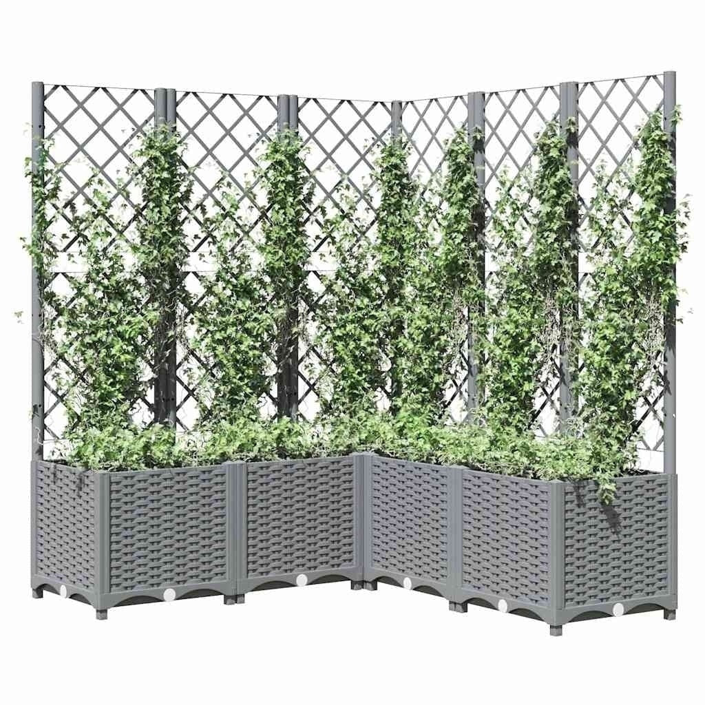 vidaXL Garden Planter with Trellis, PP, 120x40x136cm, Light Grey - Image 196 of 248