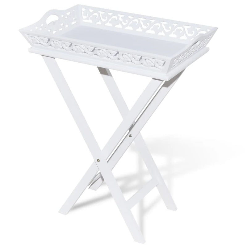 Tavolino Laterale con Vassoio Removibile Altezza 72,5 cm Bianco - Image 120 of 250