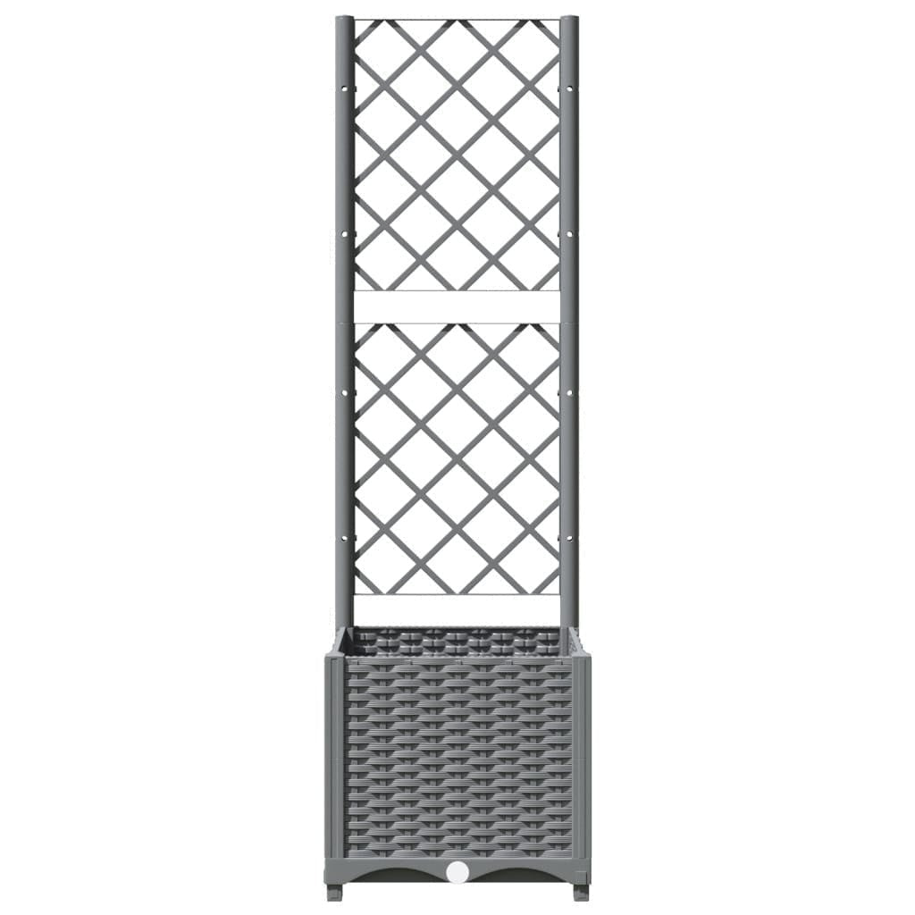 vidaXL Garden Planter with Trellis, PP, 40x40x136 cm, Light Gray - Image 215 of 237
