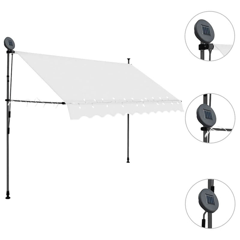 Tenda da Sole Retrattile Manuale con LED, Poliestere/Acciaio, 300 cm, Crema - Image 236 of 250
