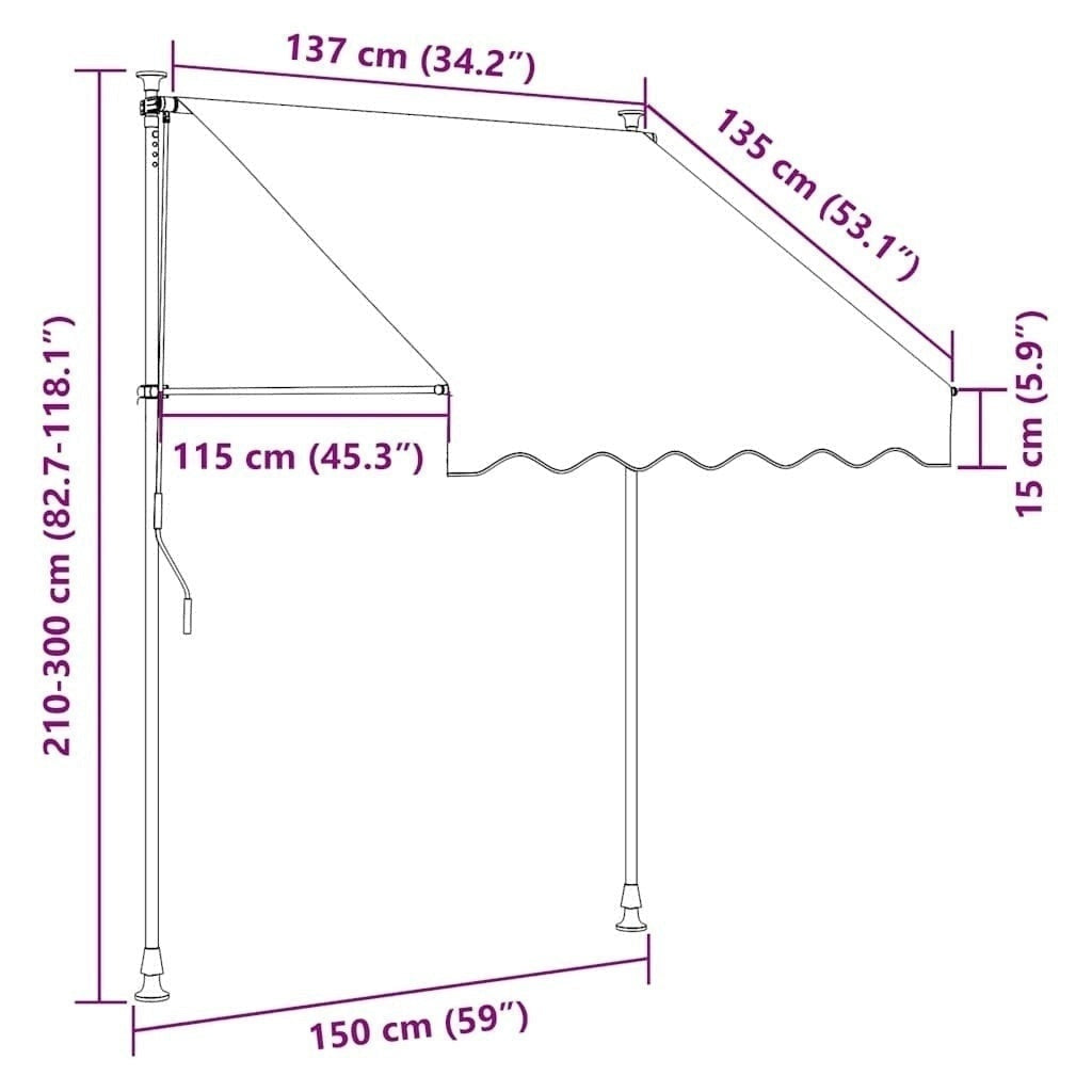 Tenda da Sole Retrattile con LED e Manovella 150×120 cm Antracite - Image 221 of 250