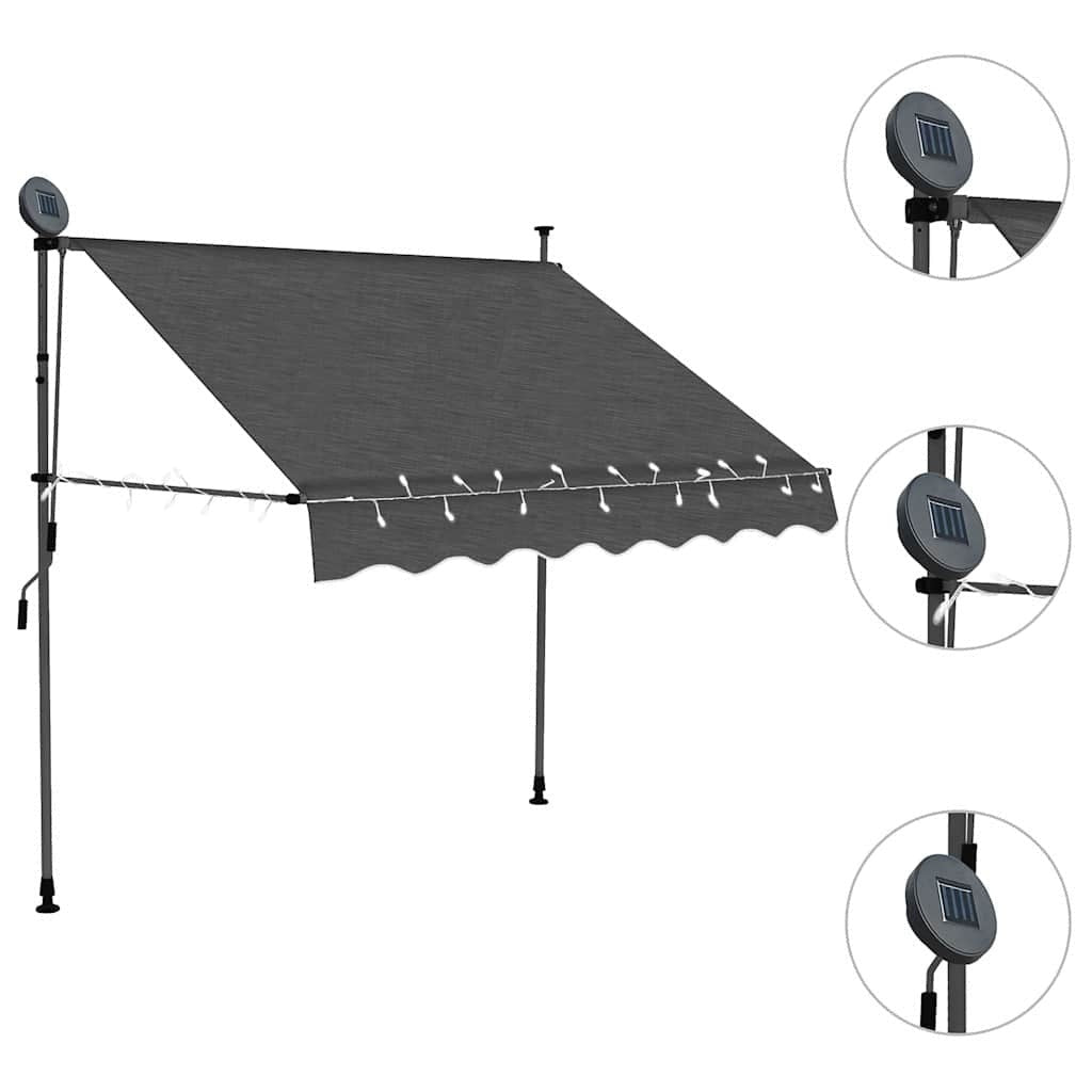 Tenda da Sole Retrattile con LED e Manovella 150×120 cm Antracite - Image 234 of 250