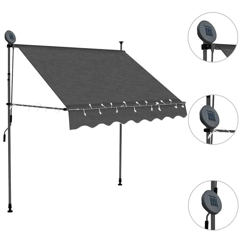 Tenda da Sole Retrattile Manuale con LED 200 cm Antracite - Image 231 of 250