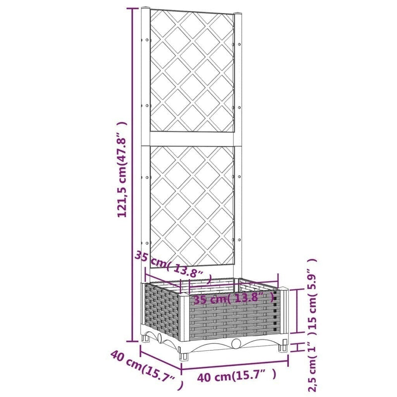 Fioriera da Giardino con Graticcio in PP 40×40×121,5 cm Bianco - Image 232 of 250