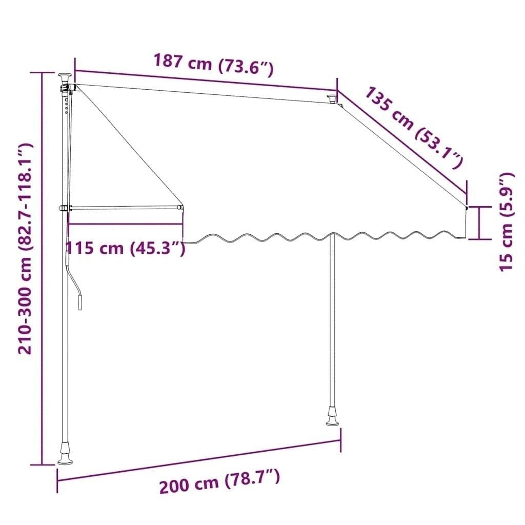 Tenda da Sole Retrattile Manuale Poliestere Rivestito PU 200 cm Antracite - Image 225 of 250
