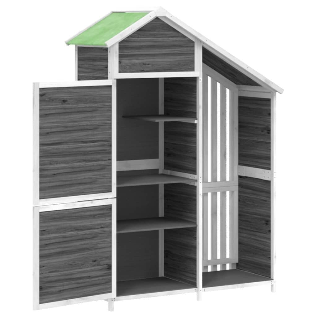 vidaXL Garden Shed Solid Pine Wood 120x53.5x170 cm Grey - Image 233 of 250