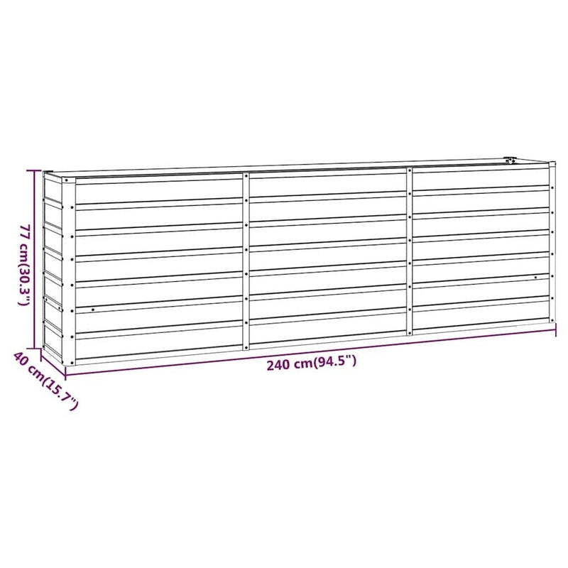 Letto Rialzato da Giardino in Acciaio Corten 240×40×77 cm Ruggine - Image 136 of 250