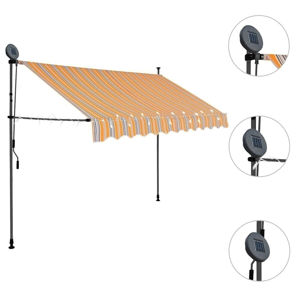 Tenda da Sole Retrattile Manuale con LED 250 cm Gialla e Blu - Image 61 of 170