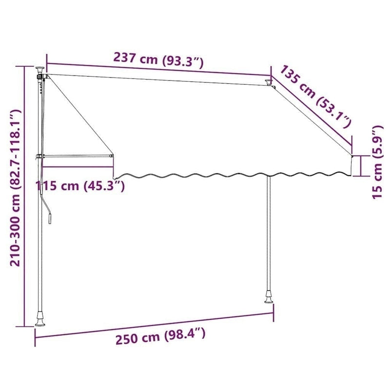 Tenda da Sole Retrattile Manuale con LED 250 cm Gialla e Blu - Image 65 of 170