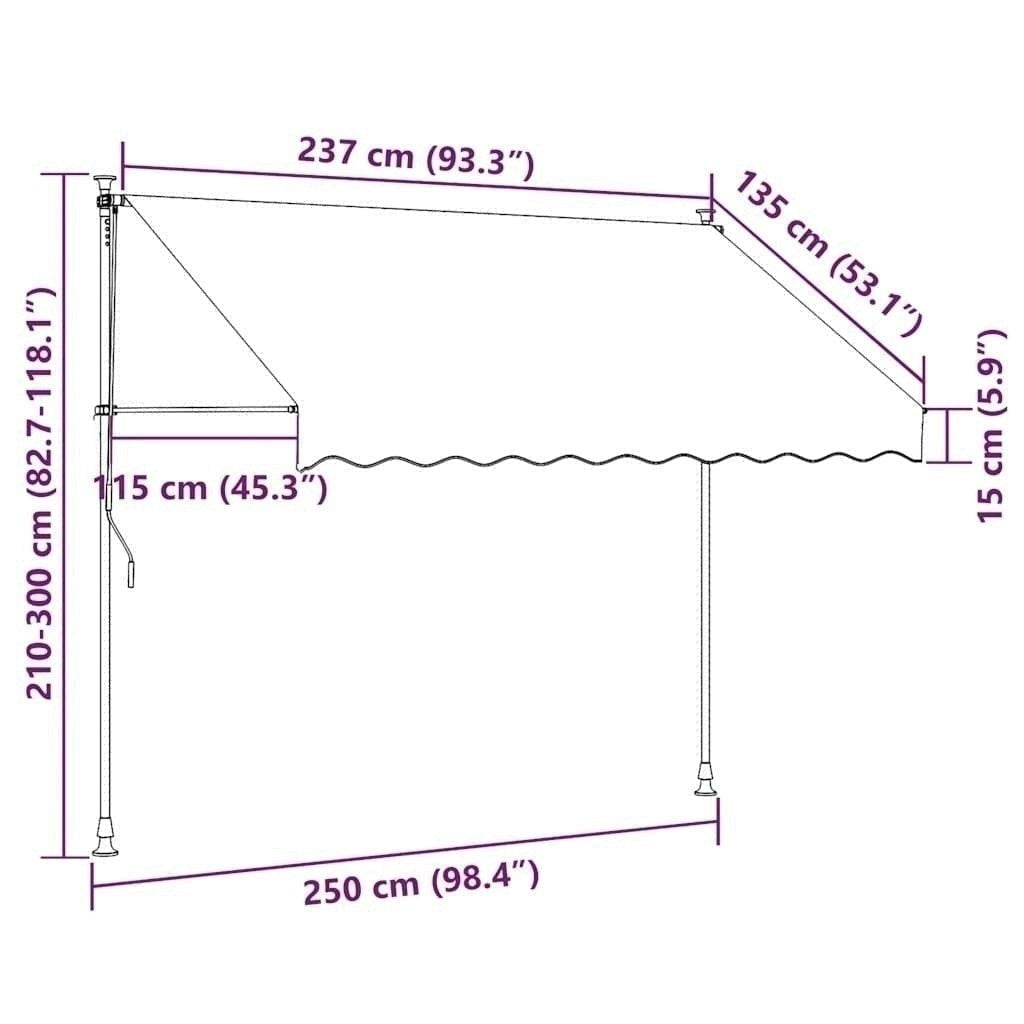Tenda da Sole Retrattile Manuale con LED 250 cm Gialla e Blu - Image 170 of 170
