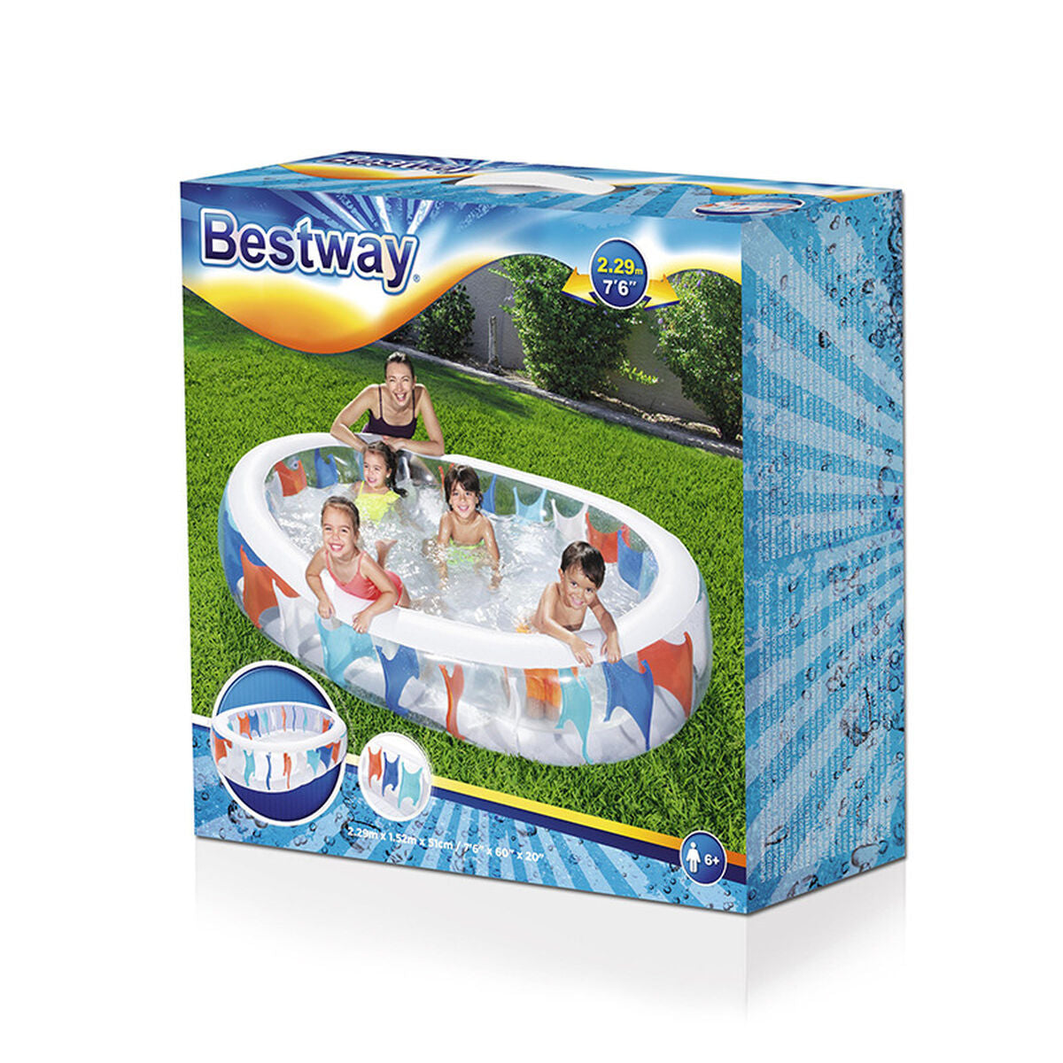 Bestway Piscina Gonfiabile Ovale in Vinile 229x152x51 cm Multicolore - Image 10 of 10