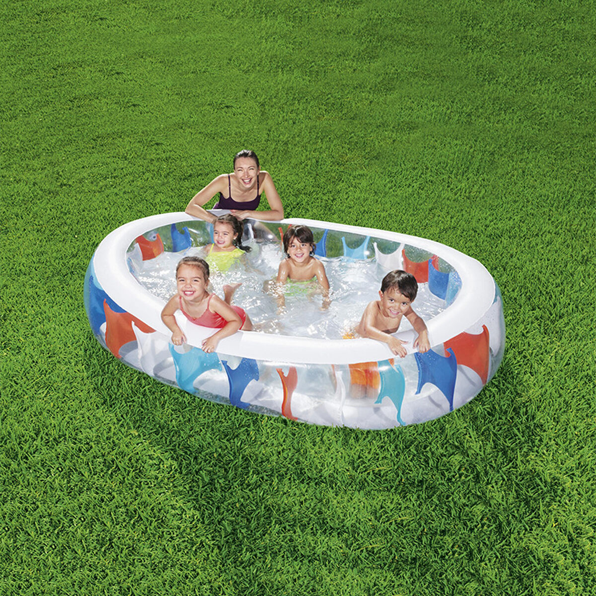 Bestway Piscina Gonfiabile Ovale in Vinile 229x152x51 cm Multicolore - Image 3 of 10
