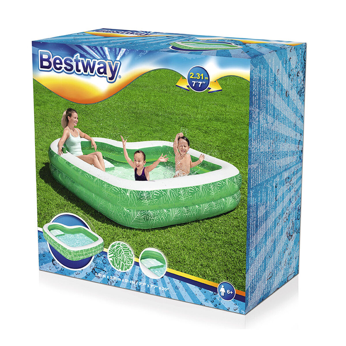 Bestway Piscina Hinchable 2 Camaras Tropical 231x231x51 cm +6 Años Jardin 54336 - Image 7 of 23