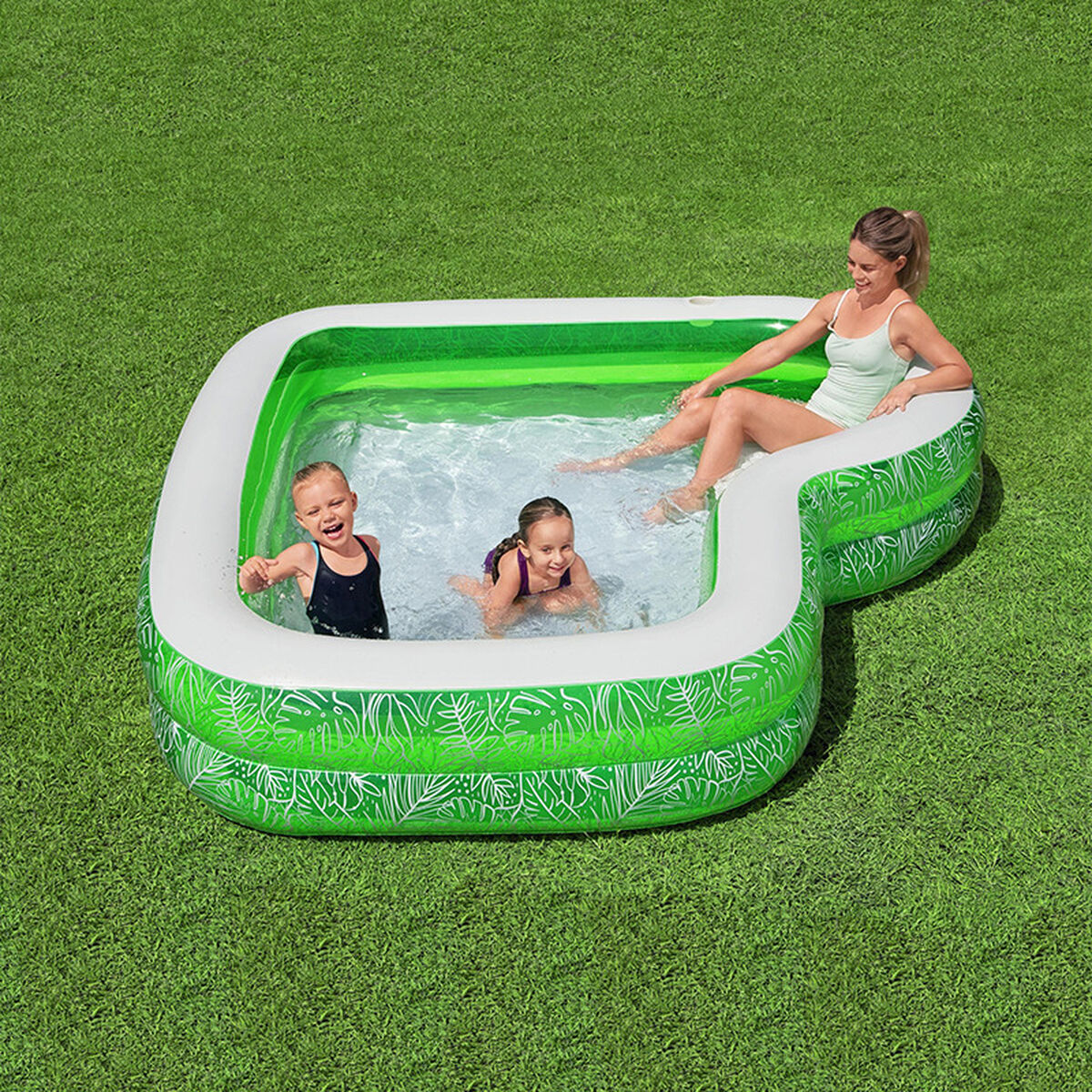Bestway Piscina Hinchable 2 Camaras Tropical 231x231x51 cm +6 Años Jardin 54336 - Image 13 of 23