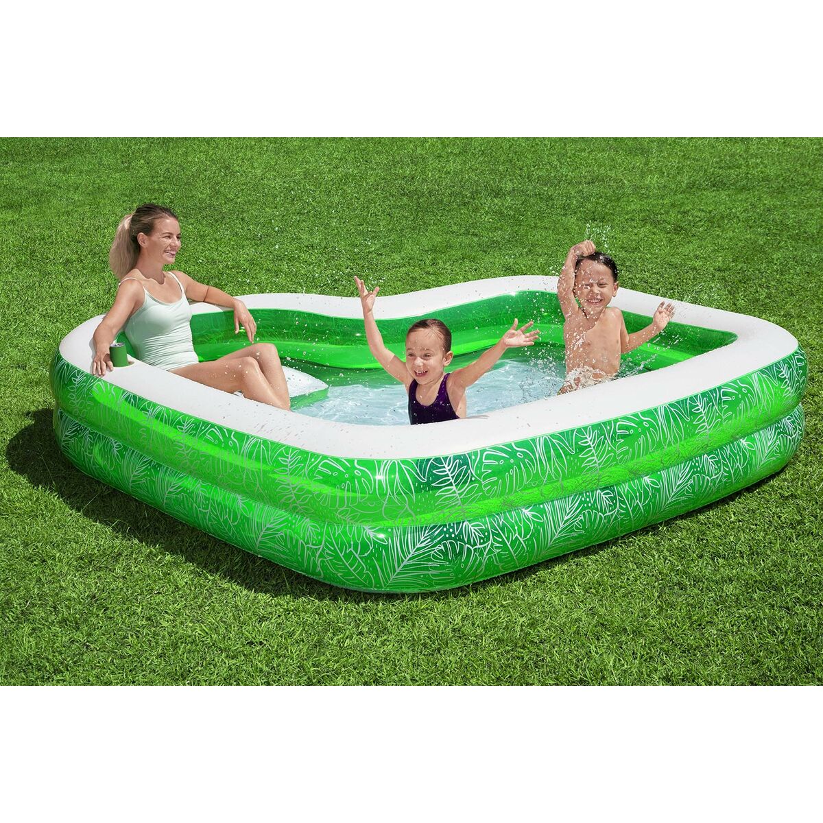 Bestway Piscina Hinchable 2 Camaras Tropical 231x231x51 cm +6 Años Jardin 54336 - Image 12 of 23