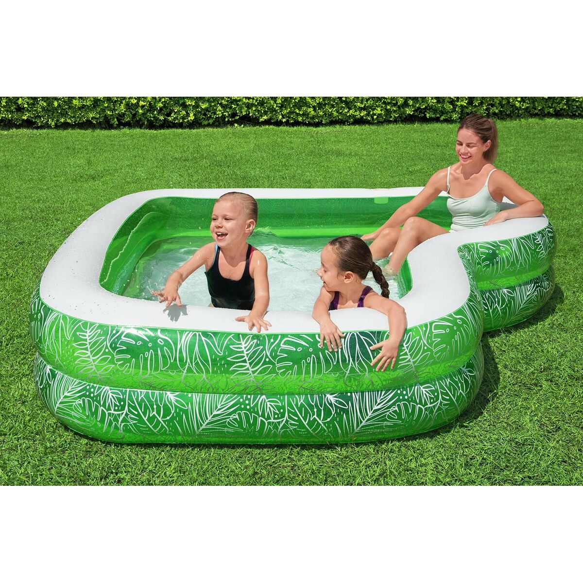 Bestway Piscina Hinchable 2 Camaras Tropical 231x231x51 cm +6 Años Jardin 54336 - Image 8 of 23