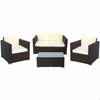 Aktive Set Mobili da Giardino Rattan Acciaio Nero Crema - Divano 128 x 72 cm, Tavolo, 2 Poltrone