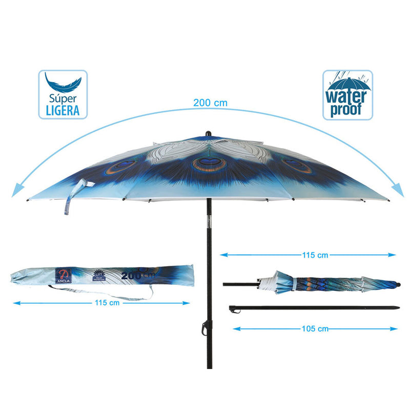 Ombrellone Azzurro Ø 200 cm SPF50+ Pavone - Image 2 of 5