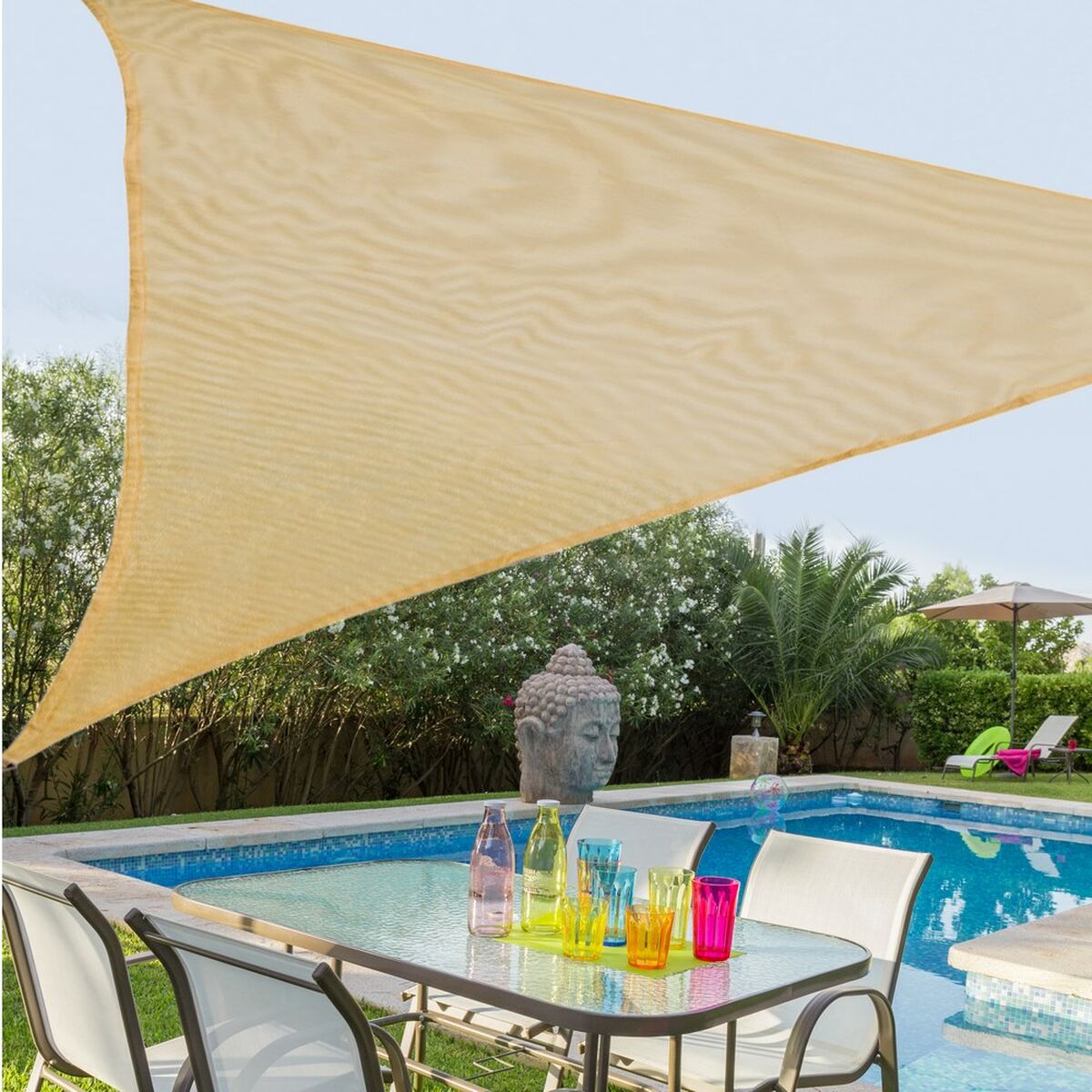 BigBuy Home Vela parasole Triangolare in Polietilene Resistente UV 500 x 500 cm Verde - Image 1 of 1