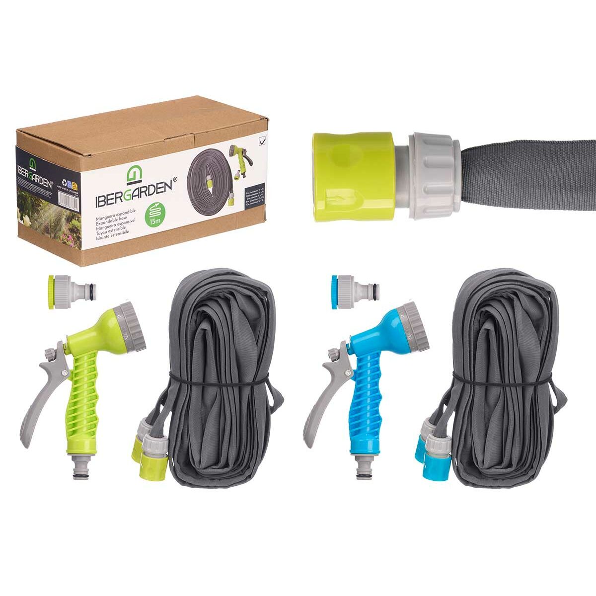 Hose set with accessories Ibergarden polypropylene ABS TPE Spandex Ø 2.7 cm 26 x 15 x 11 cm 26.5 x 16 x 12 cm (15 m) - Image 2 of 3
