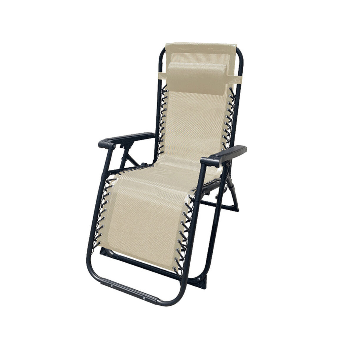Marbueno Sdraio Pieghevole Acciaio Gravità Zero 90x108x66 cm Beige - Image 1 of 3