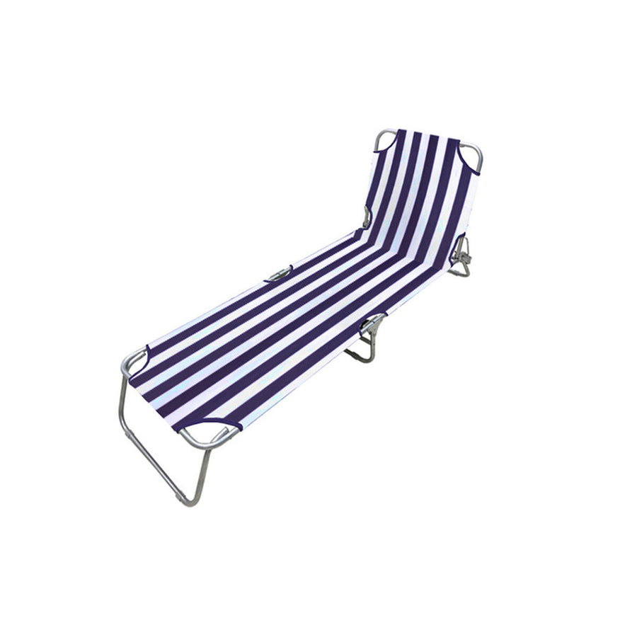 Marbueno Lettino Pieghevole in Acciaio Oxford, Righe Azzurro Bianco, 187x55x24 cm - immagine 1 | SolPatio