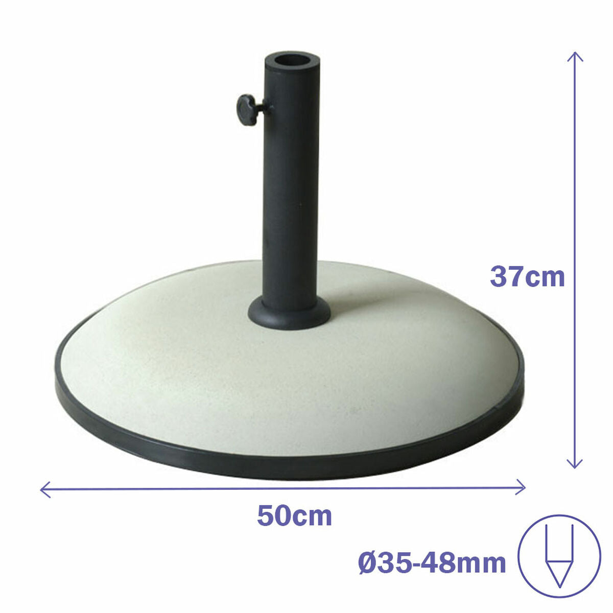 Marbueno Base Sombrilla Redonda Cemento 50x37 cm 25KG Blanco Jardin, Piscina y Terraza 10453 - Image 2 of 2