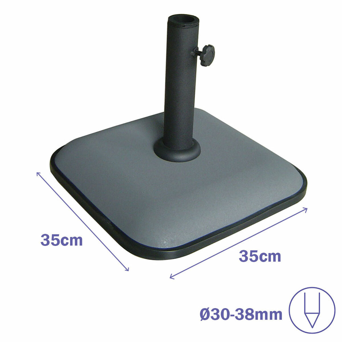 Marbueno Base Sombrilla Cuadrada Cemento 35X35X5,2 cm 11KG Gris Jardín 10454 - Image 2 of 2