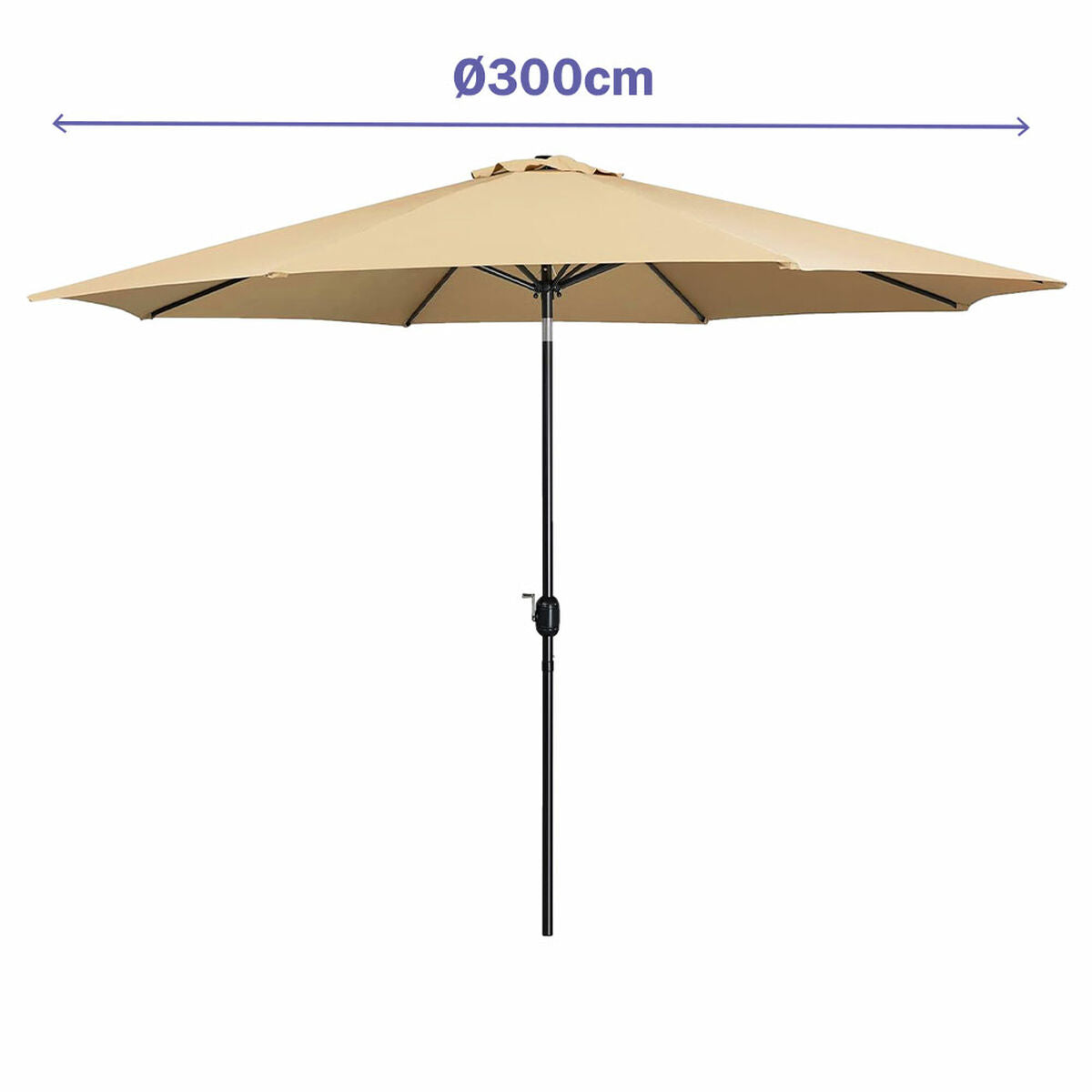 Marbueno Sombrilla Acero 8 Varillas D300 cm Polyester Marron Jardin, Piscina y Terraza 10485 - Image 2 of 2