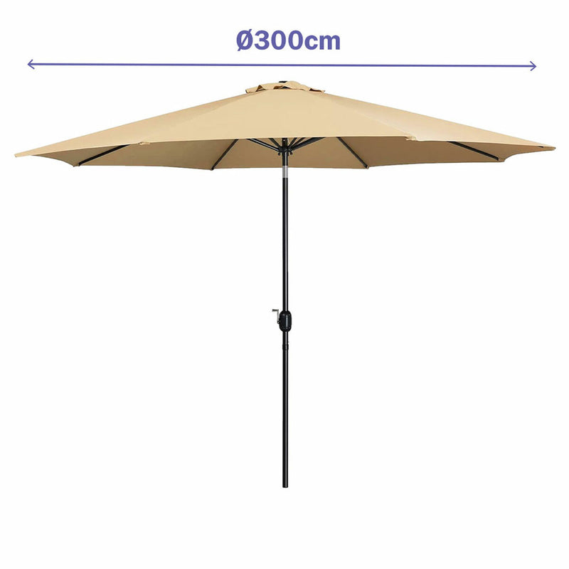 Marbueno Sombrilla Acero 8 Varillas D300 cm Polyester Marron Jardin, Piscina y Terraza 10485 - Image 2 of 2