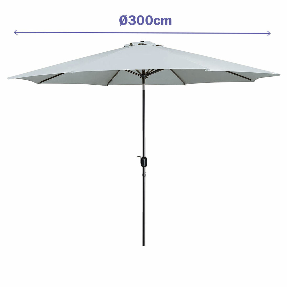 Marbueno Sombrilla Acero 8 Varillas D300 cm Polyester Blanco Jardin, Piscina y Terraza 10487 - Image 2 of 2