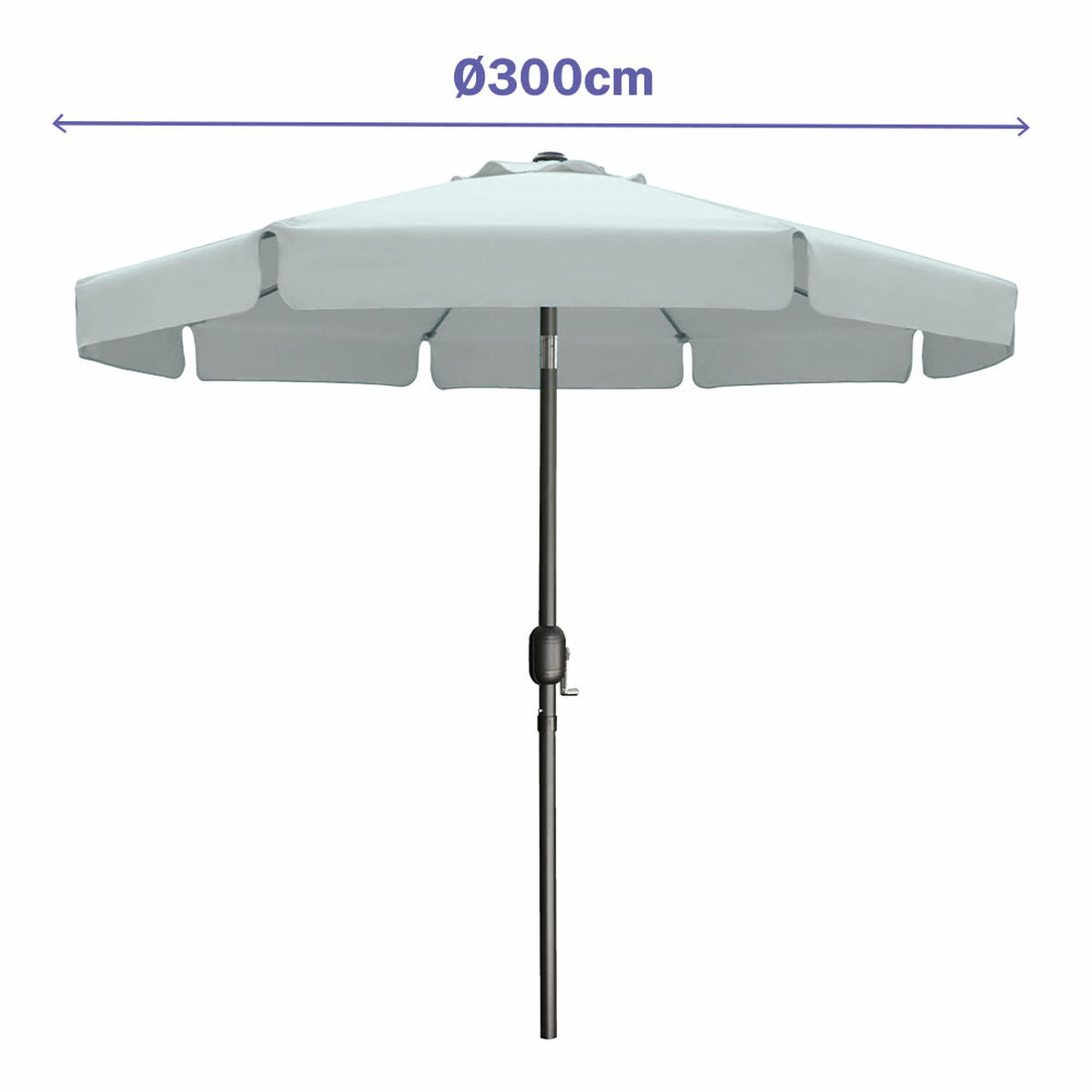 Marbueno Sombrilla Acero 8 Varillas D300 cm Polyester Blanco Jardin, Piscina y Terraza 10491 - Image 2 of 2