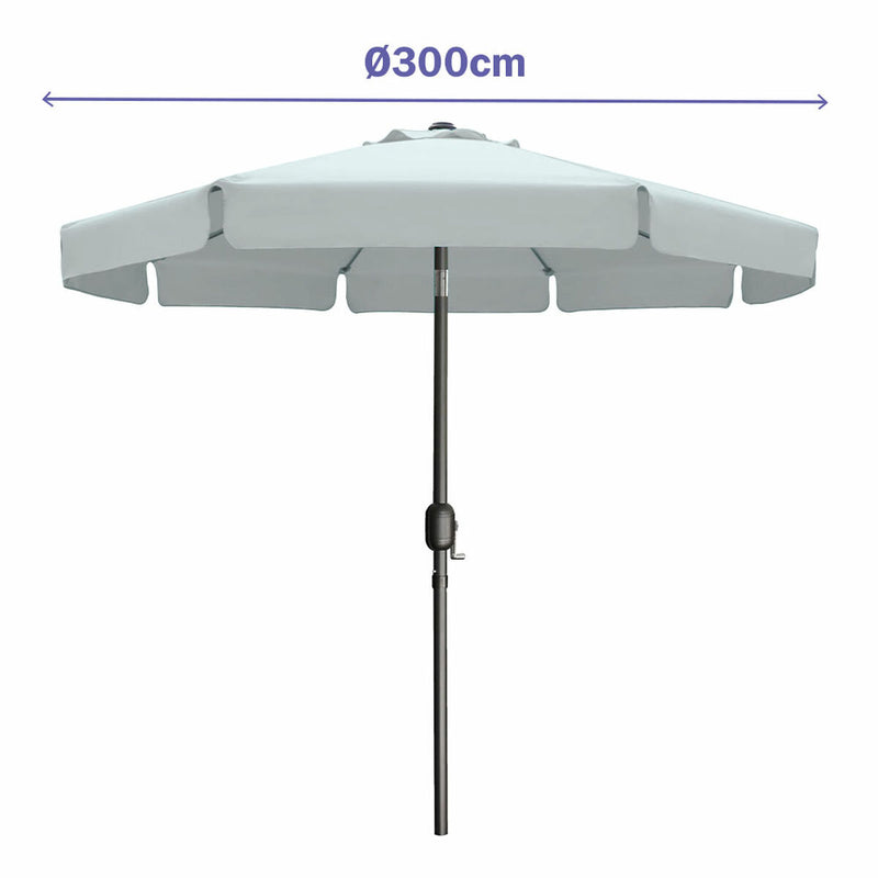 Marbueno Sombrilla Acero 8 Varillas D300 cm Polyester Blanco Jardin, Piscina y Terraza 10491 - Image 2 of 2