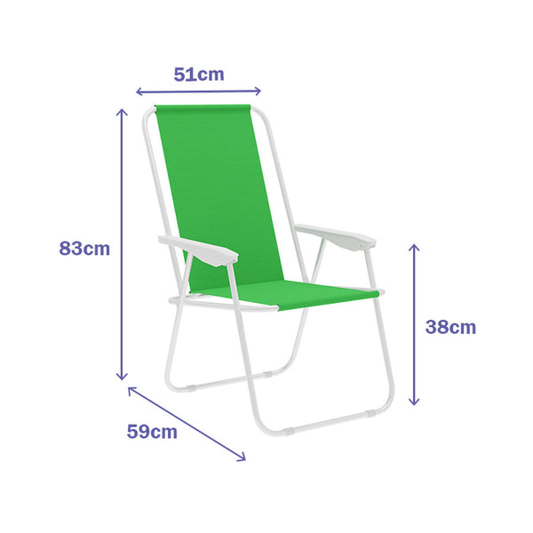 Marbueno Sedia Pieghevole in Acciaio e Oxford 59 x 83 x 51 cm Verde - immagine 2 | SolPatio