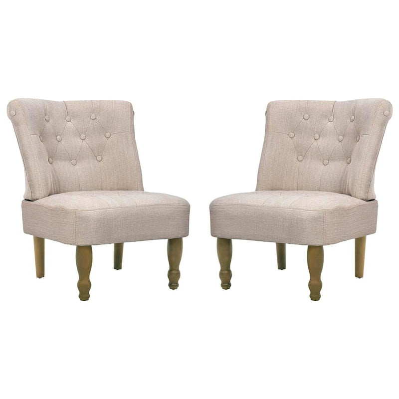 vidaXL Sillones de Estilo Francés, 2 piezas, Tejido de Poliéster Crema, 54 x 66,5 x 70 cm - Image 2 of 8