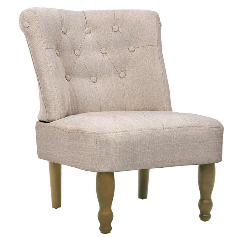 vidaXL Sillones de Estilo Francés, 2 piezas, Tejido de Poliéster Crema, 54 x 66,5 x 70 cm - Image 3 of 8