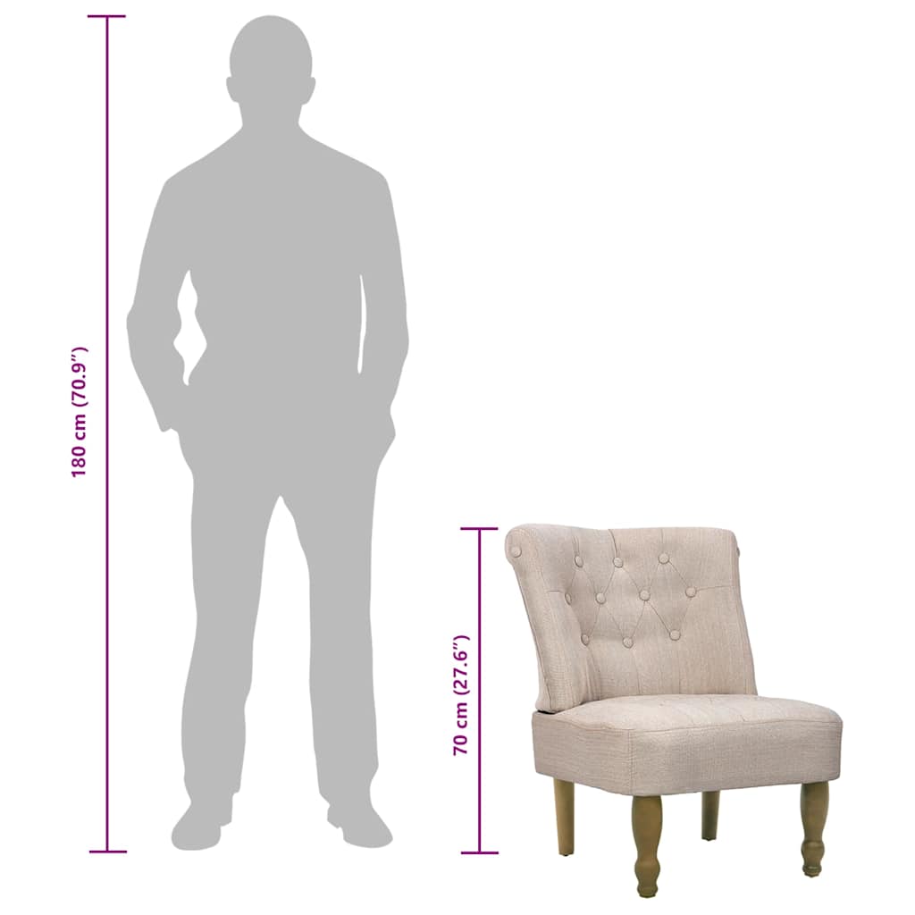 vidaXL Sillones de Estilo Francés, 2 piezas, Tejido de Poliéster Crema, 54 x 66,5 x 70 cm - Image 8 of 8