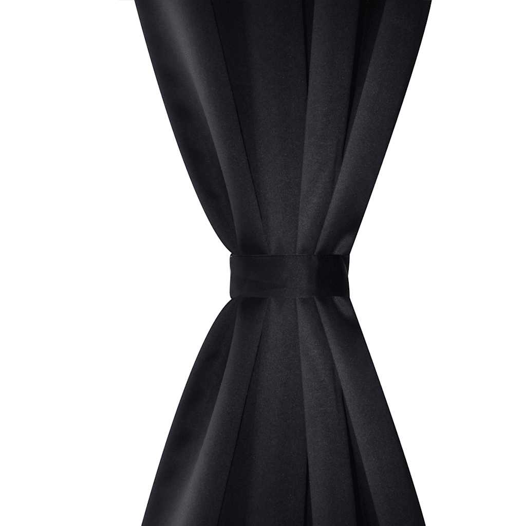 vidaXL 2 Pz Tende Oscuranti con Occhielli in Metallo 135x175 cm Nere - Image 2 of 2