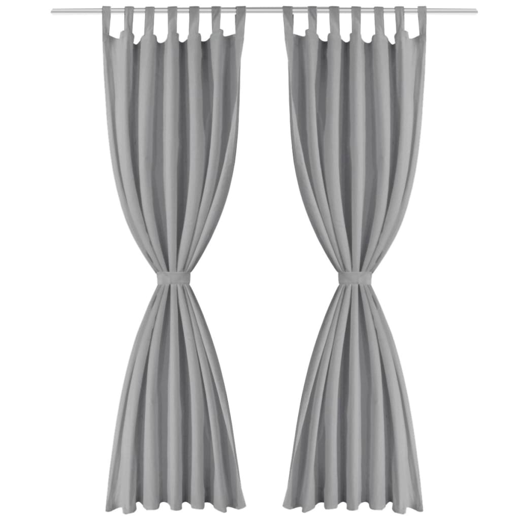 vidaXL 2 Pz Tende in Micro Raso con Passanti 140x225 cm Grigie - Image 1 of 2