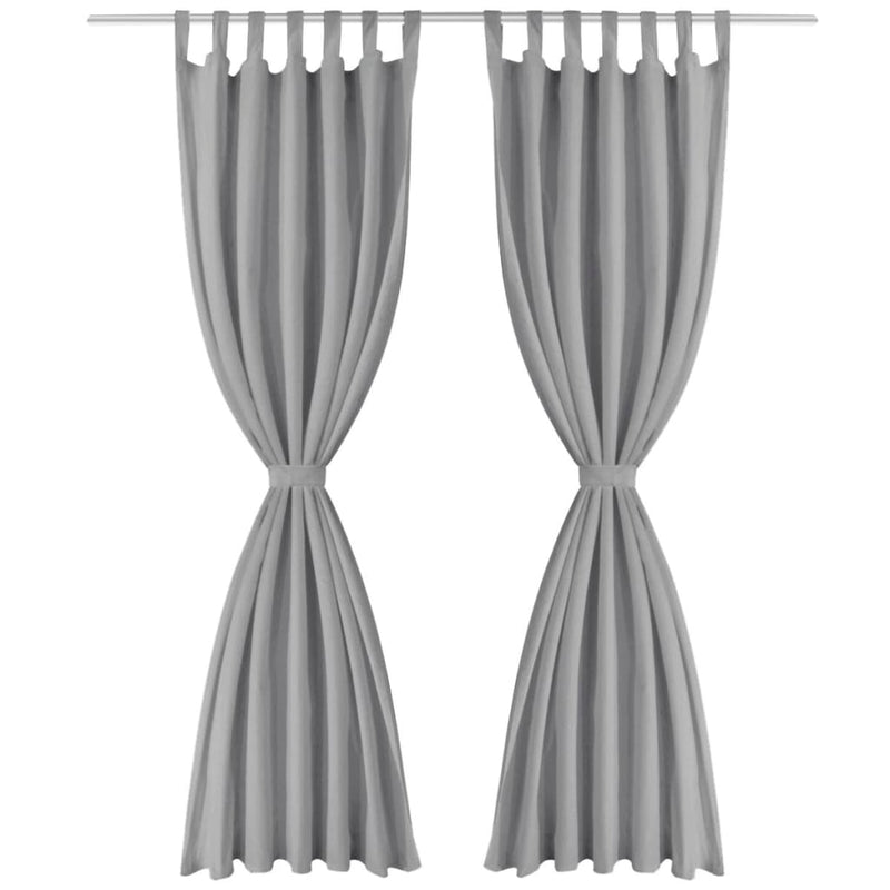 vidaXL 2 Pz Tende in Micro Raso con Passanti 140x225 cm Grigie - Image 1 of 2