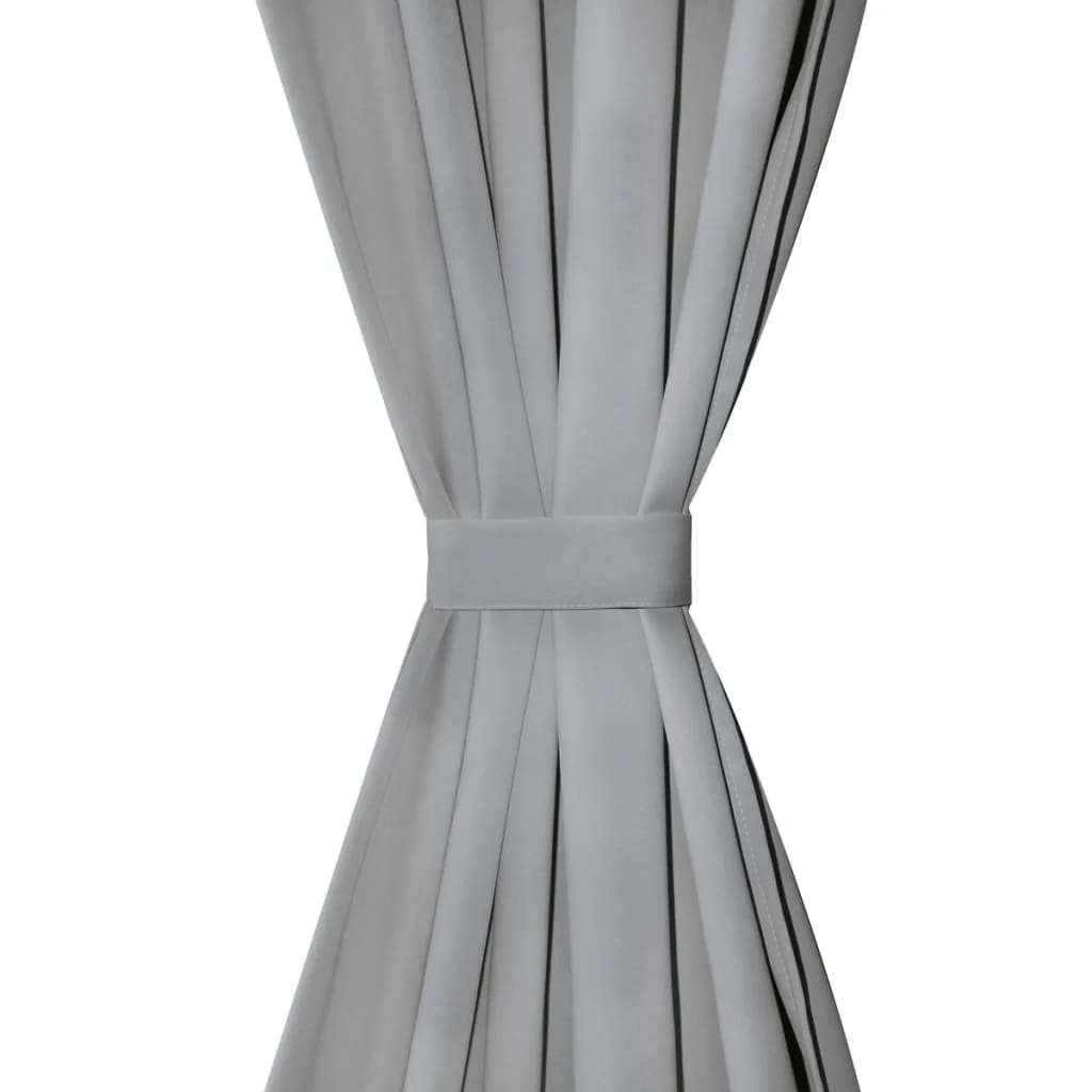 vidaXL 2 Pz Tende in Micro Raso con Passanti 140x225 cm Grigie - Image 2 of 2