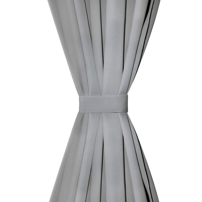vidaXL 2 Pz Tende in Micro Raso con Passanti 140x225 cm Grigie - Image 2 of 2