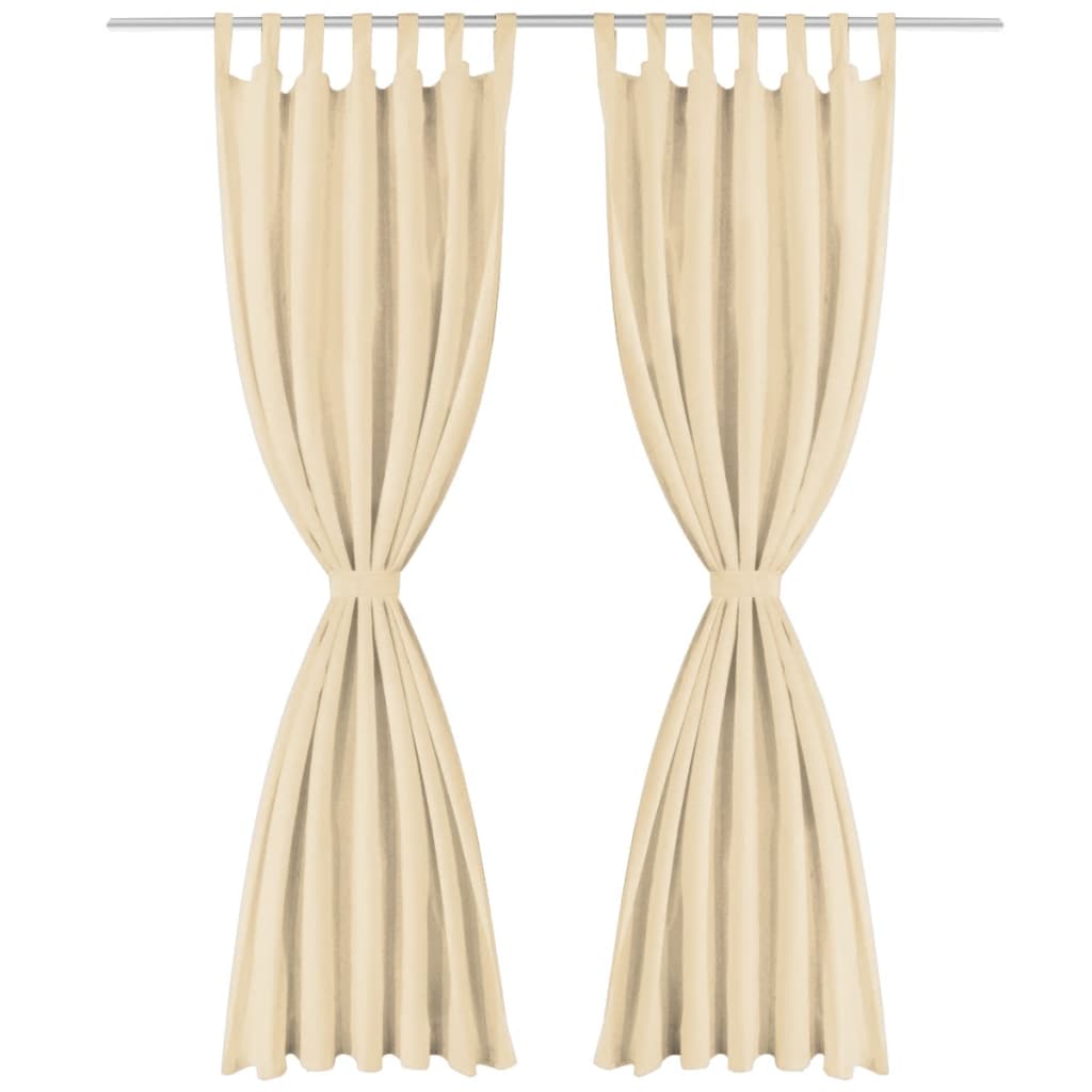 vidaXL Tende in Micro Raso 2 pz con Passanti 140x245 cm Beige - Image 1 of 2
