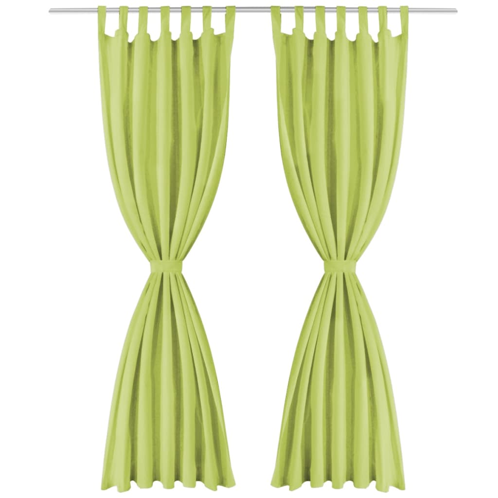 vidaXL 2 Pz Tende in Micro Raso con Passanti 140x225 cm Verdi - Image 1 of 2