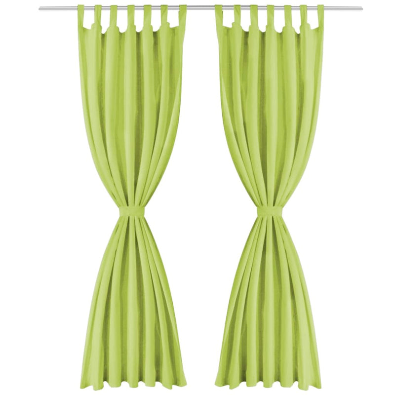 vidaXL 2 Pz Tende in Micro Raso con Passanti 140x225 cm Verdi - Image 1 of 2