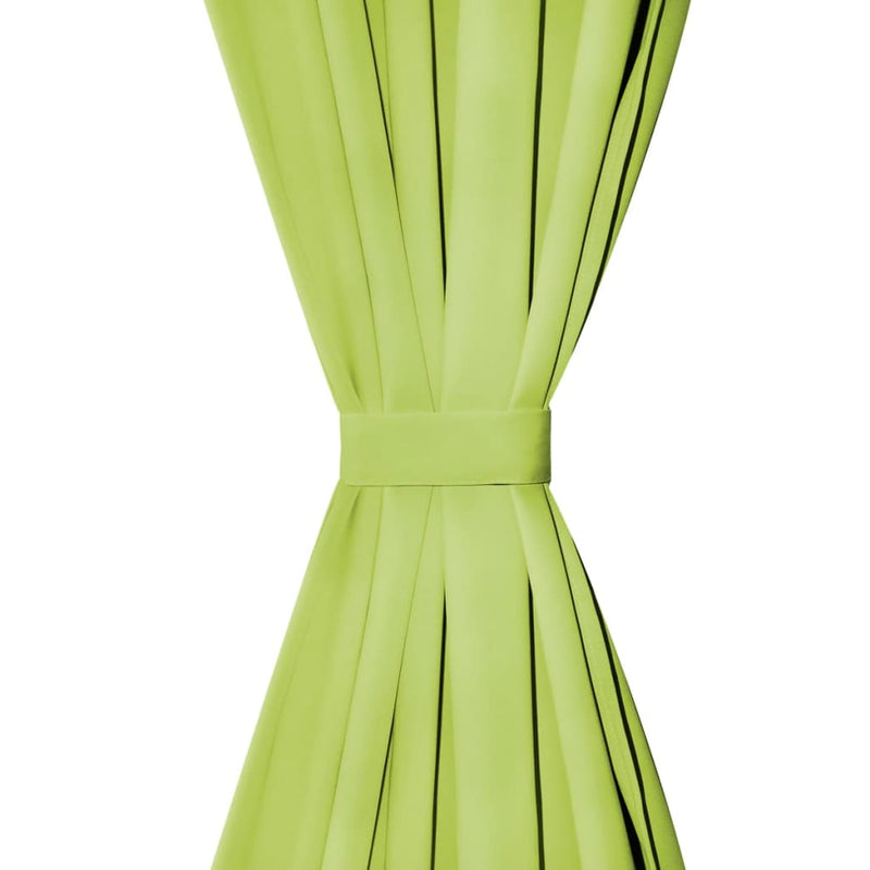 vidaXL 2 Pz Tende in Micro Raso con Passanti 140x245 cm Verdi - Image 2 of 2