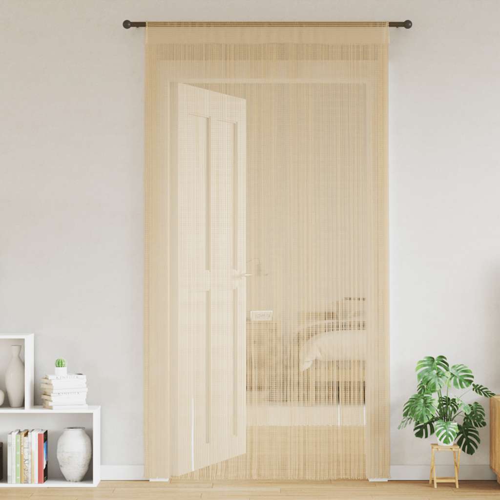 vidaXL Tende a Fili in Poliestere 100 x 250 cm Beige (Set da 2) - Image 1 of 16