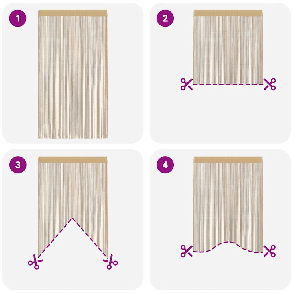 vidaXL Tende a Fili in Poliestere 100 x 250 cm Beige (Set da 2) - Image 7 of 16