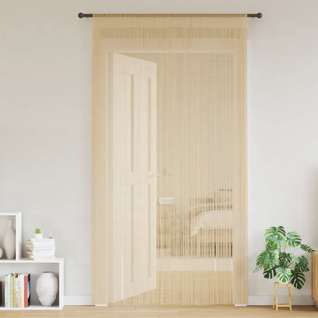 Tende a Fili in Tessuto 140x250 cm Beige (Set di 2) - immagine 1 | SolPatio - Image 1 of 8