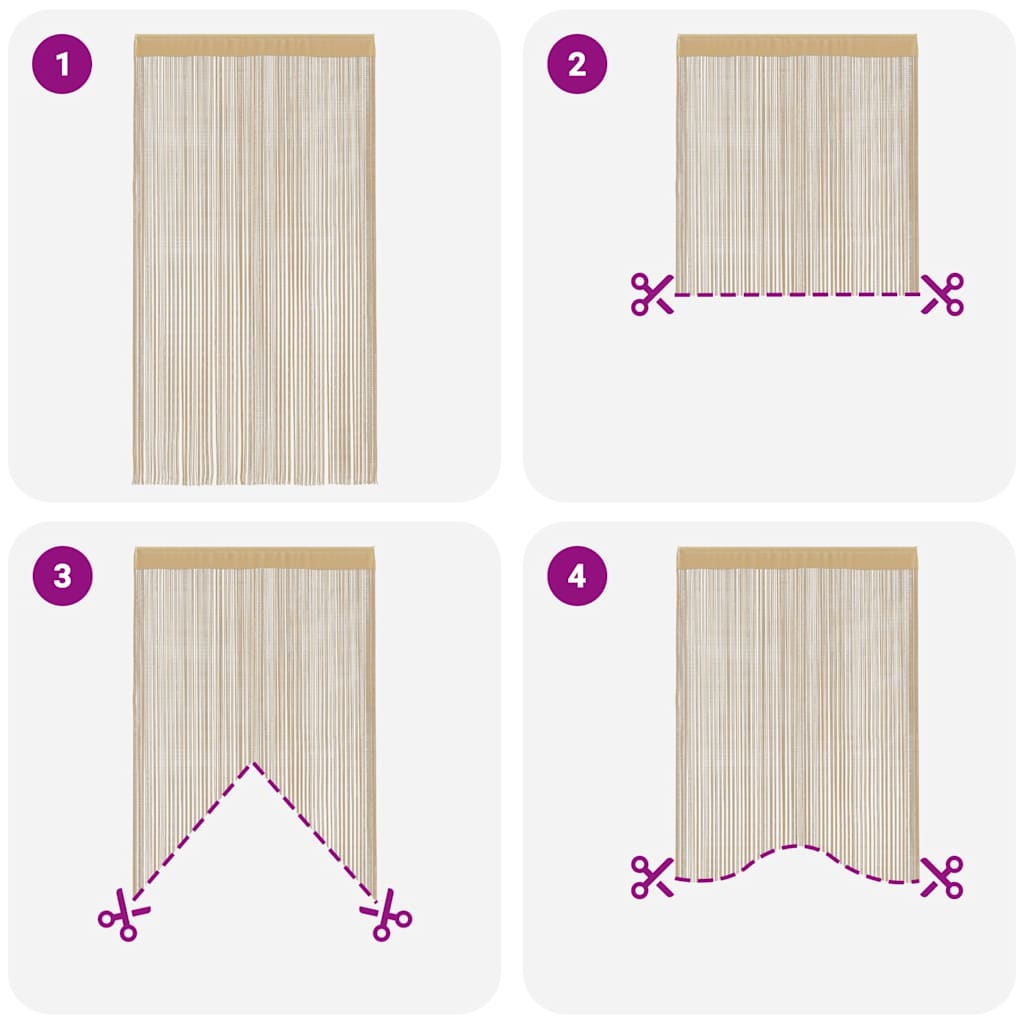 vidaXL Tende a Fili in Poliestere 100 x 250 cm Beige (Set da 2) - Image 8 of 16